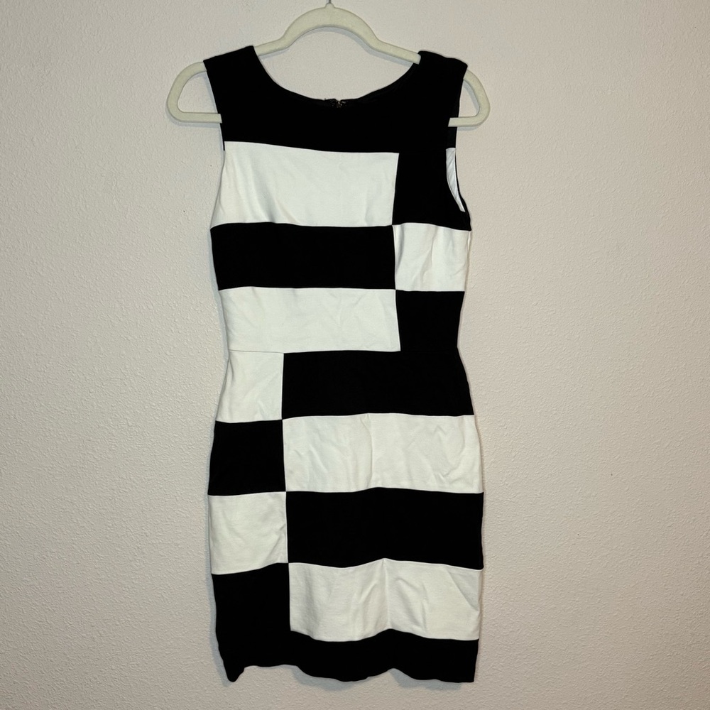White House Black Market Black and White Sheath Mini Dress